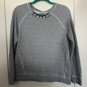 Striped Rhinestone Collar Top